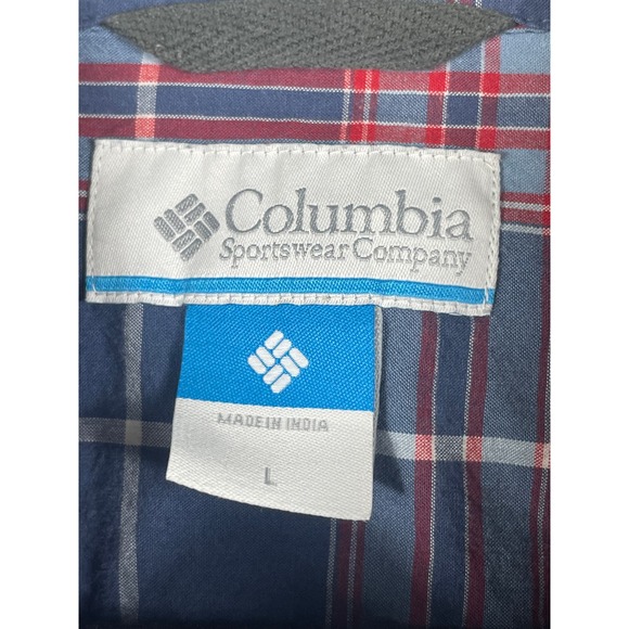 Columbia Men's Blue Red Plaid Button Up Shirt Size L - Picture 3 of 9